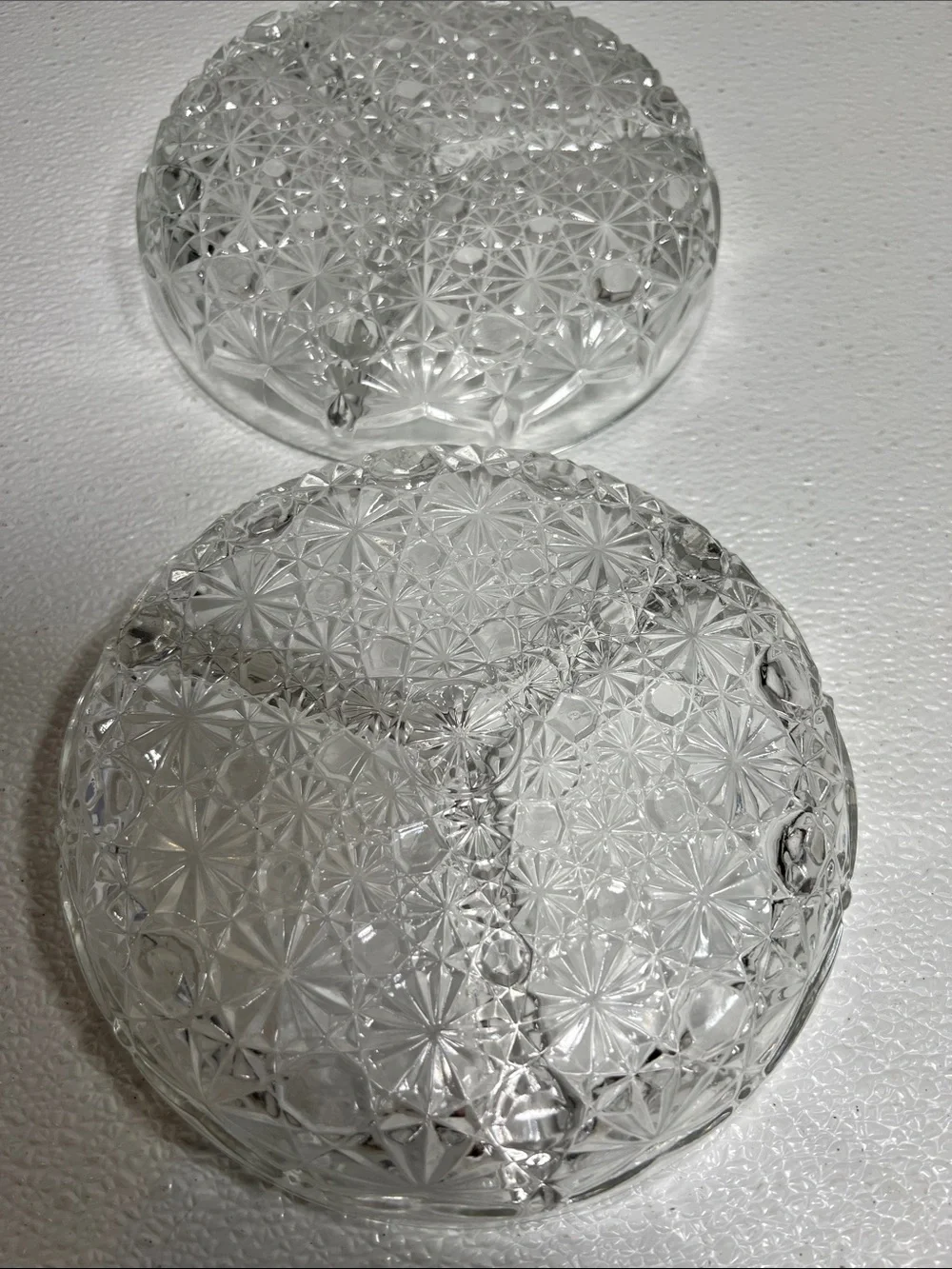 Vintage Clear Glass Divided Dish Daisy and Button Pattern- Set of 2